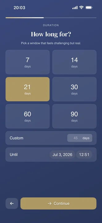 Choose a duration from 7 to 90 days or set a custom window